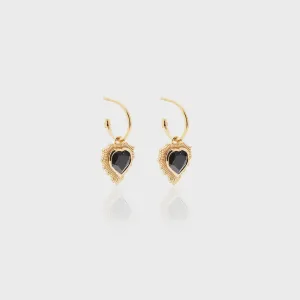 Silk & Steel Amour Hoops - Black Spinel/Gold