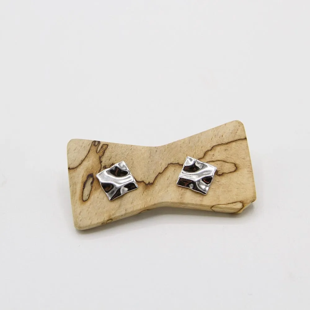 Silver Crush Mini Square Stud Earrings