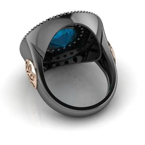 Silver Ring Pink Gold Blue Hydro