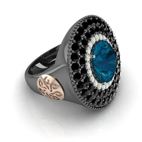 Silver Ring Pink Gold Blue Hydro