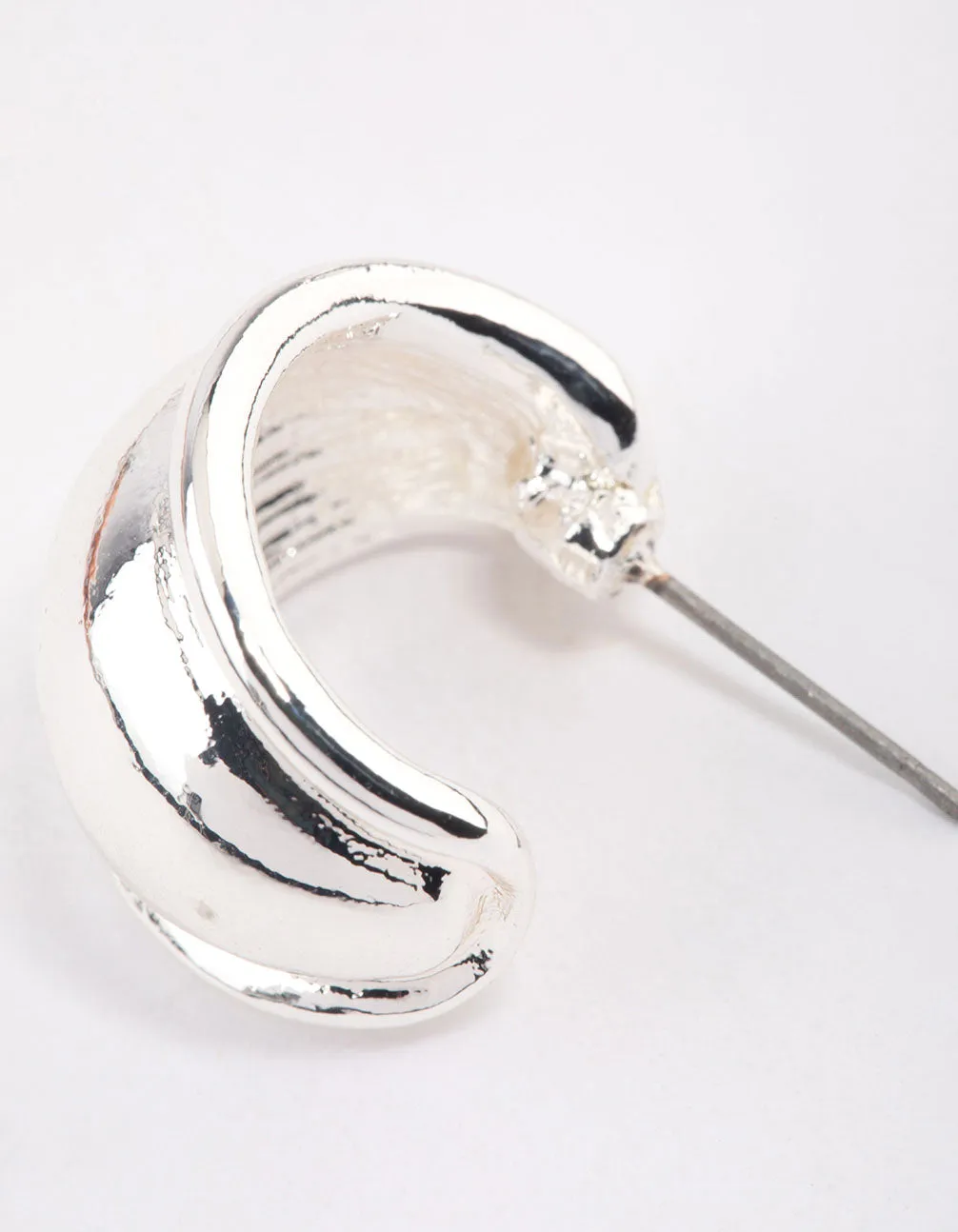 Silver Rounded Edge Hoop Earrings & Polishing Set