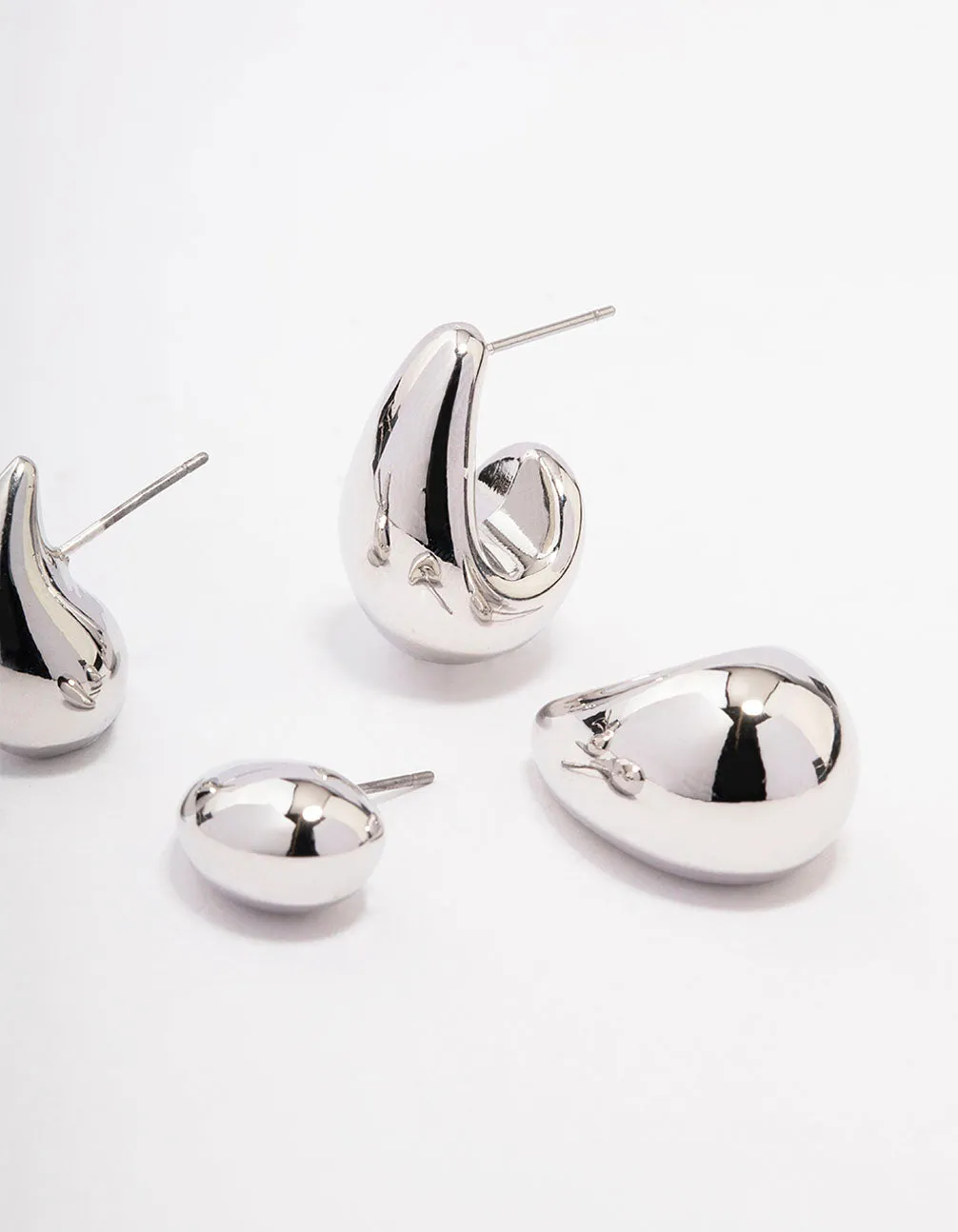 Silver Teardrop Shaped Earring Pack