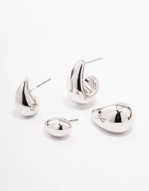 Silver Teardrop Shaped Earring Pack