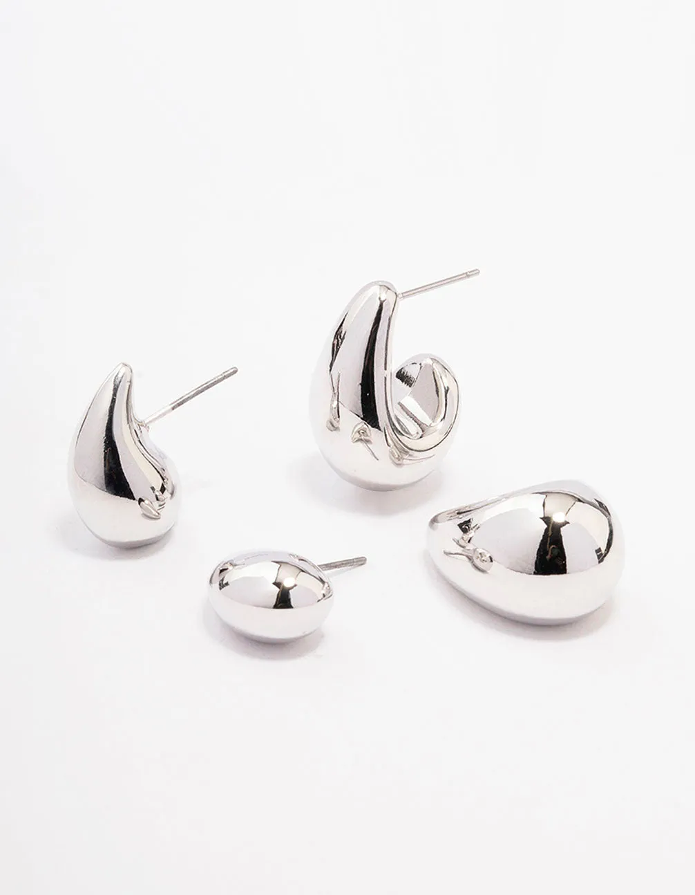 Silver Teardrop Shaped Earring Pack