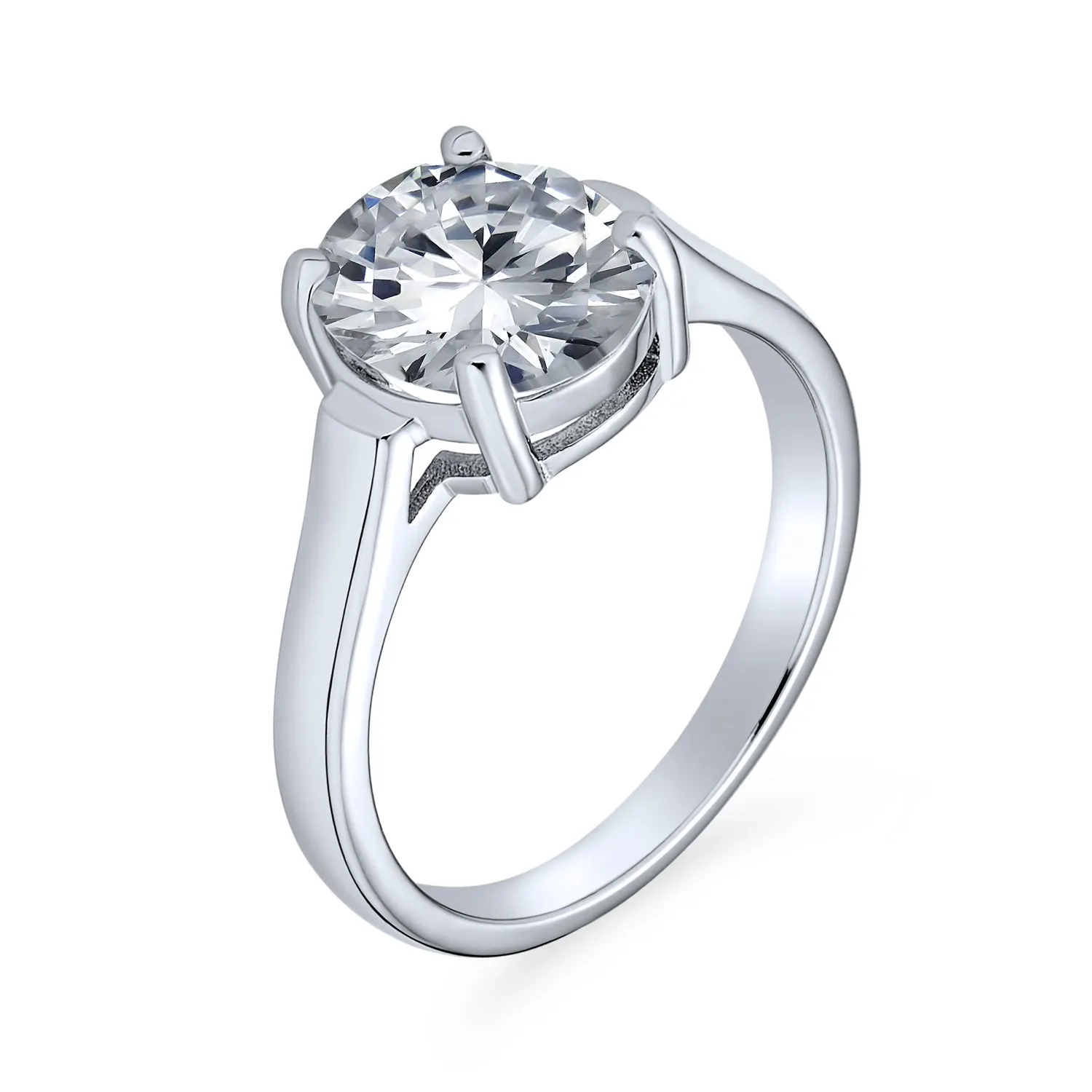 Simple 3CT Classic CZ Oval Solitaire Engagement Ring in Sterling Silver