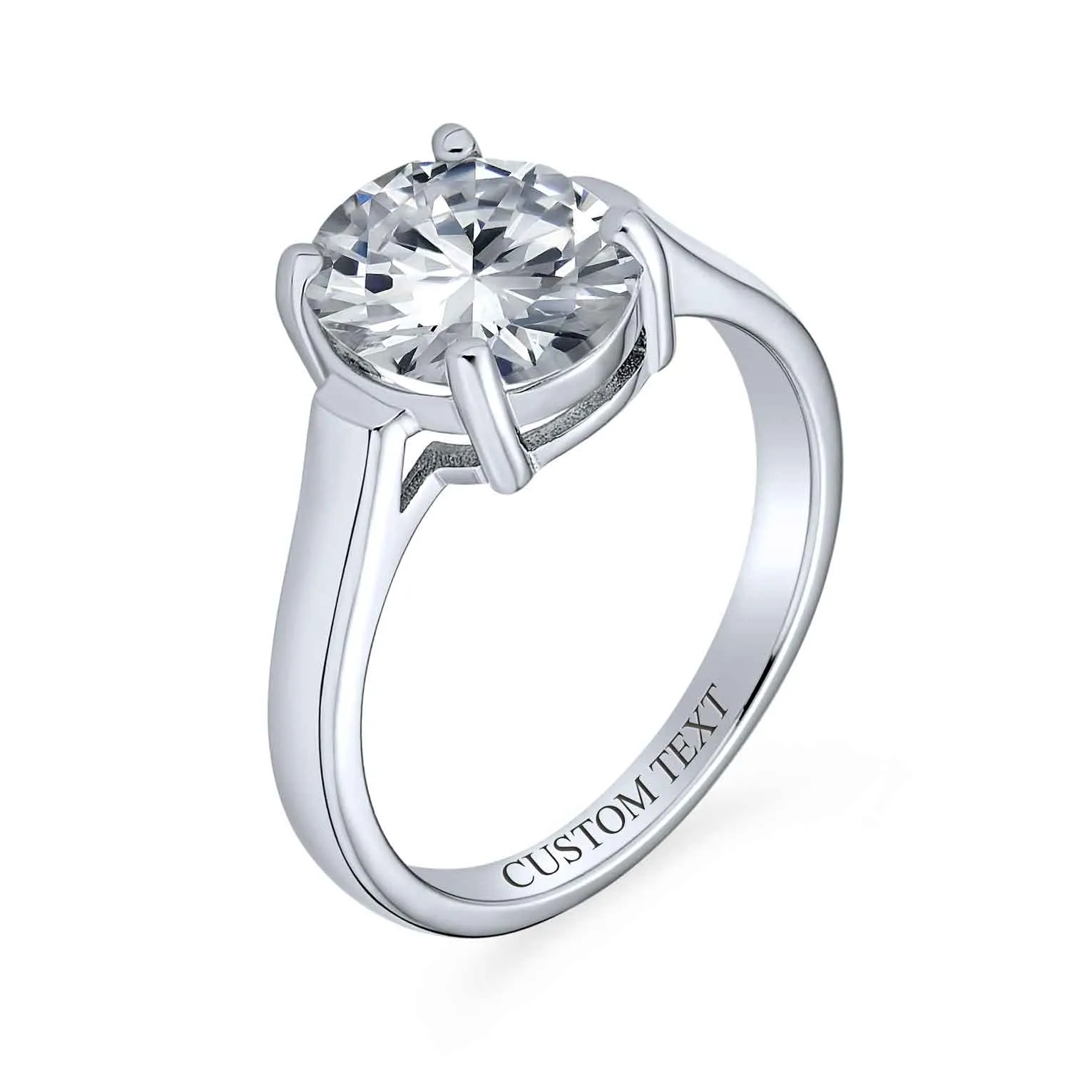 Simple 3CT Classic CZ Oval Solitaire Engagement Ring in Sterling Silver