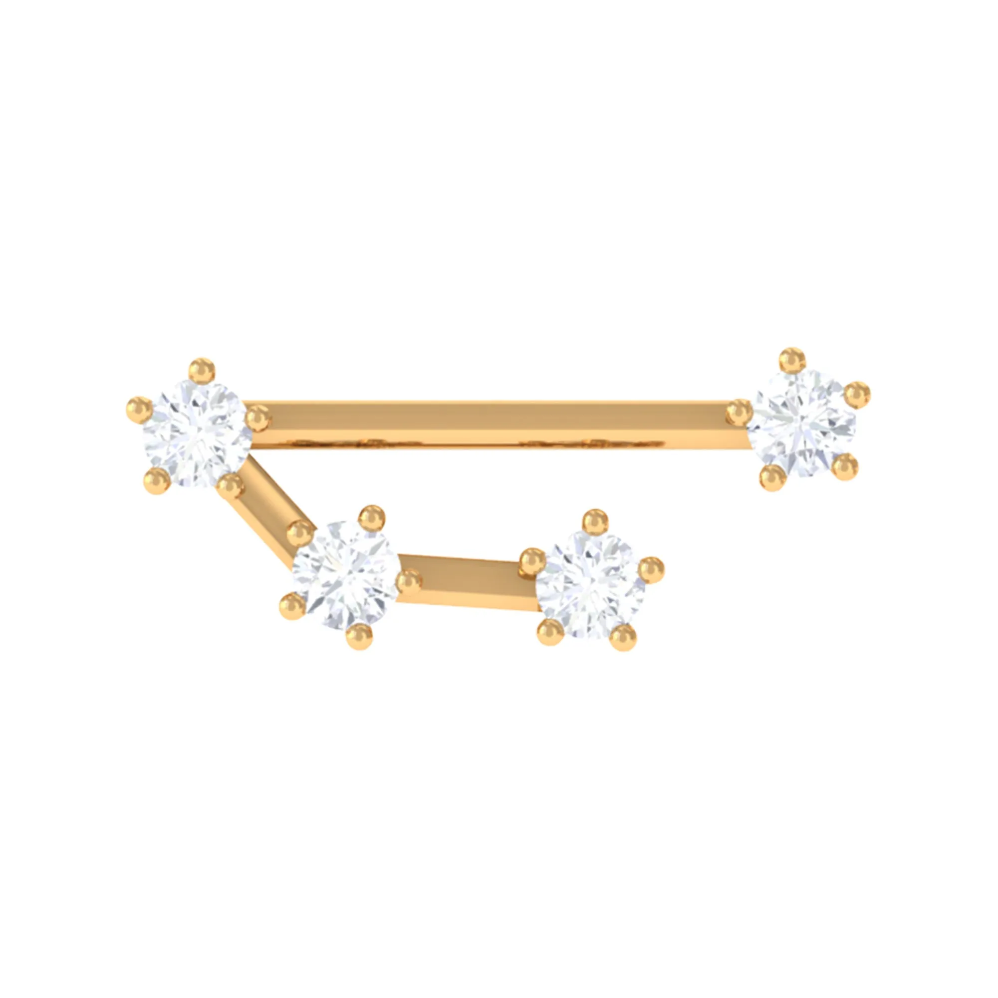 Simple Diamond Aries Zodiac Constellation Earring