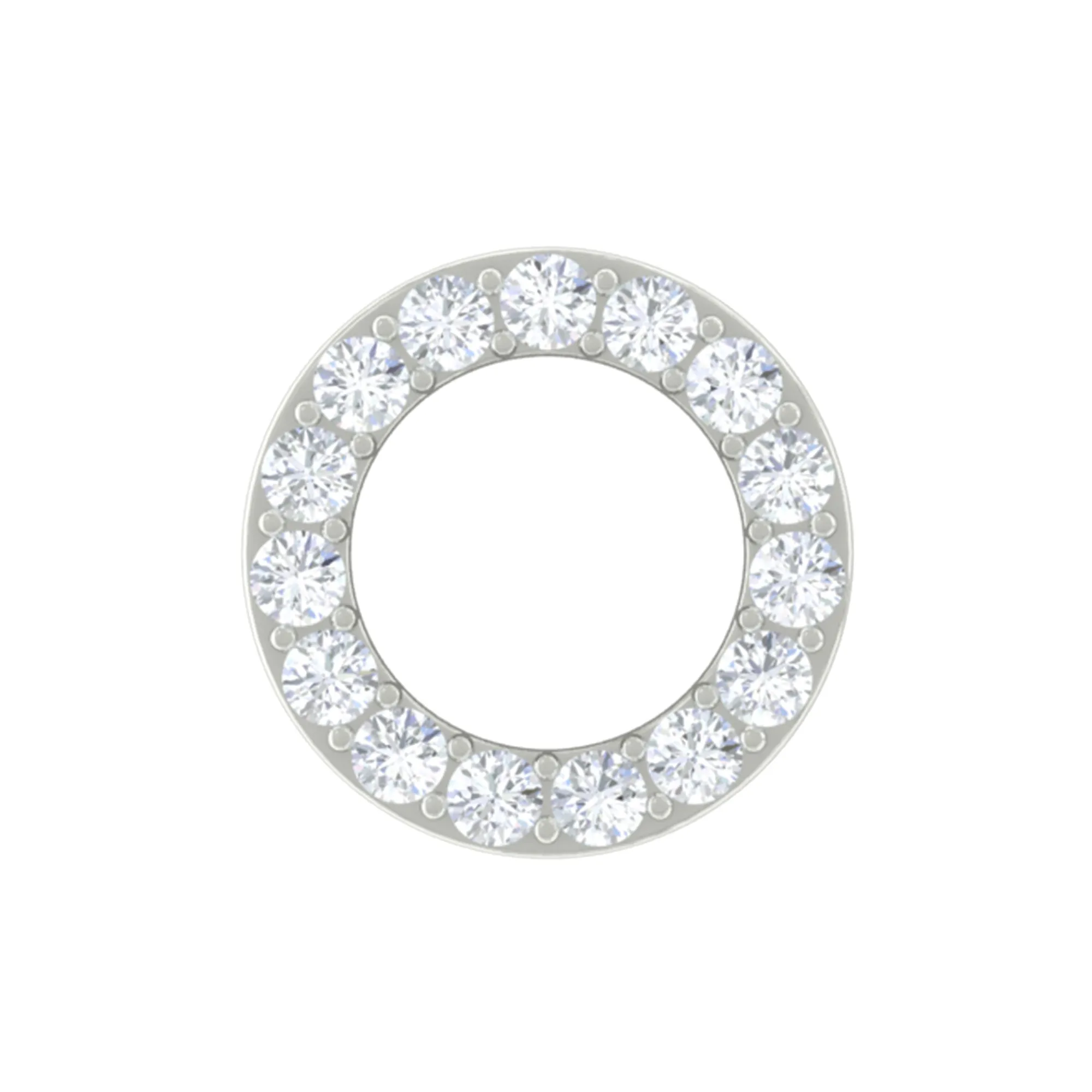 Simple Diamond Open Circle Earring with Flat Back