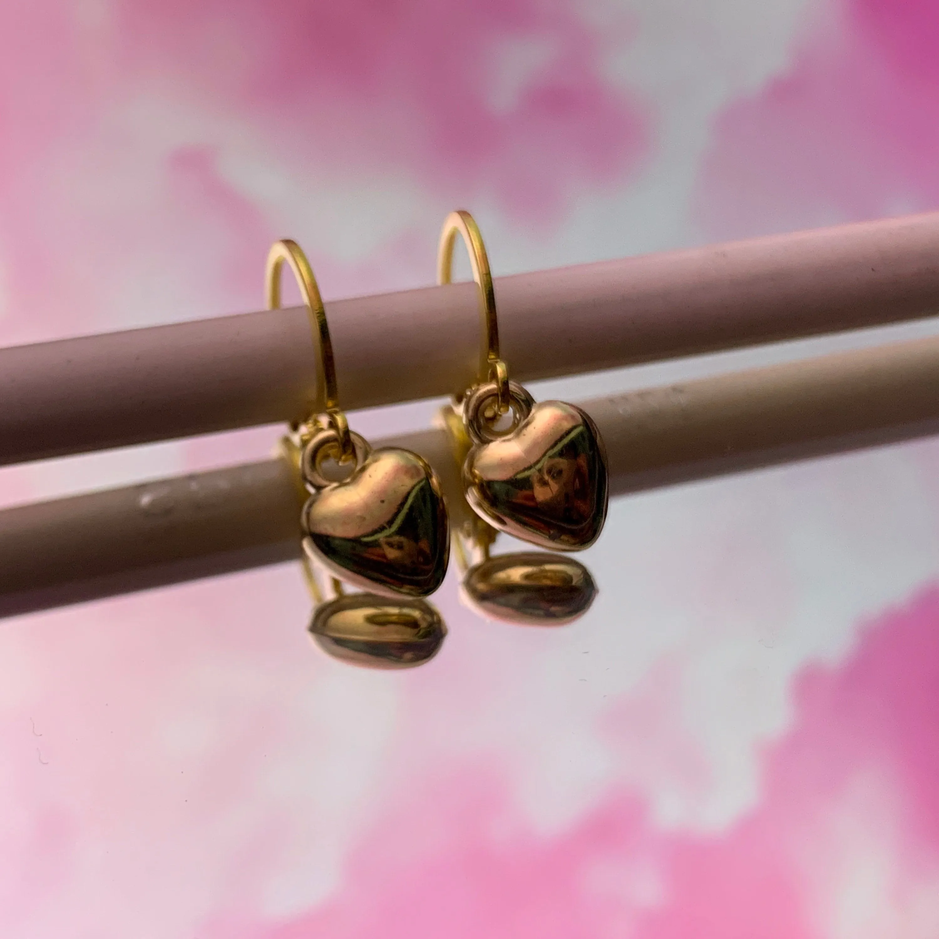 Simple Gold Heart Huggie Hoop Earrings