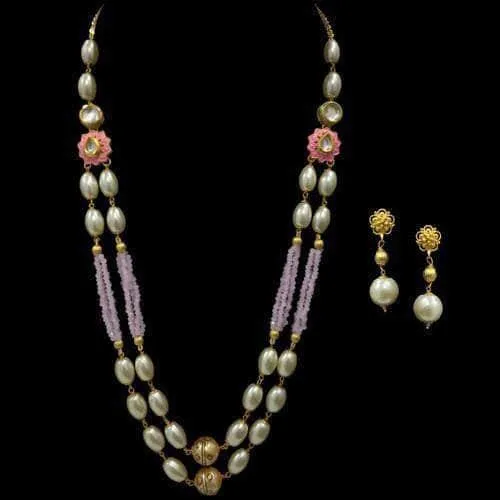 Simple Meena 2 Layered Necklace Set