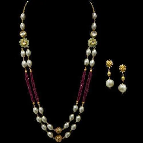 Simple Meena 2 Layered Necklace Set