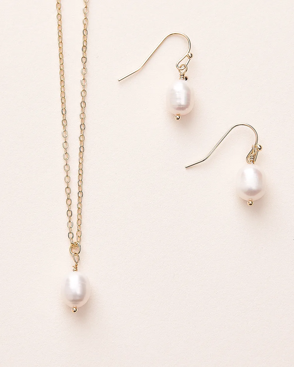 Simple Pearl Drop Jewelry Set