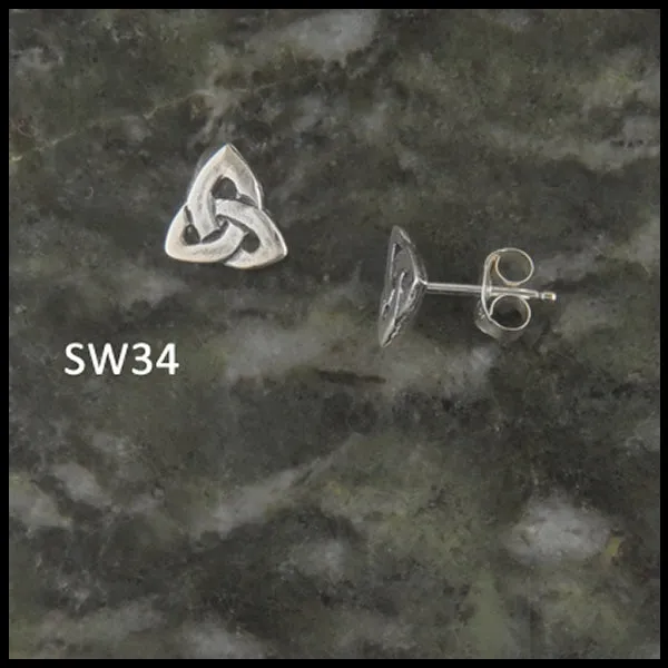 Simple Triquetra Post Earrings in Silver