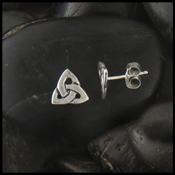 Simple Triquetra Post Earrings in Silver