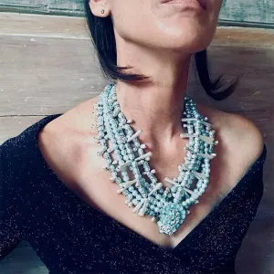 SKY BLUE OOAK STATEMENT NECKLACE