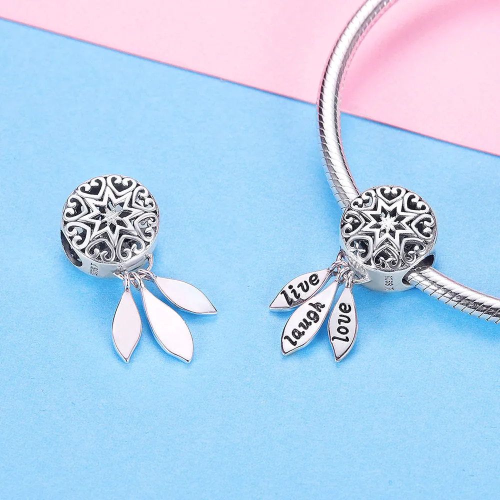 Solid 925 Sterling Silver Happy Life Unique Pandora Inspired Charm