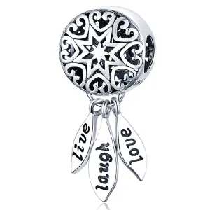 Solid 925 Sterling Silver Happy Life Unique Pandora Inspired Charm