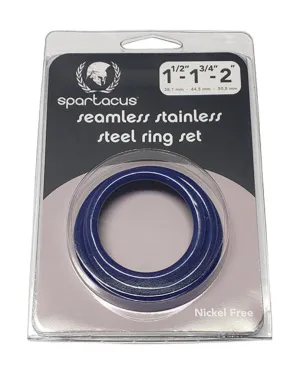 Spartacus ''3 Piece'' Steel Cock Ring Set -Blue