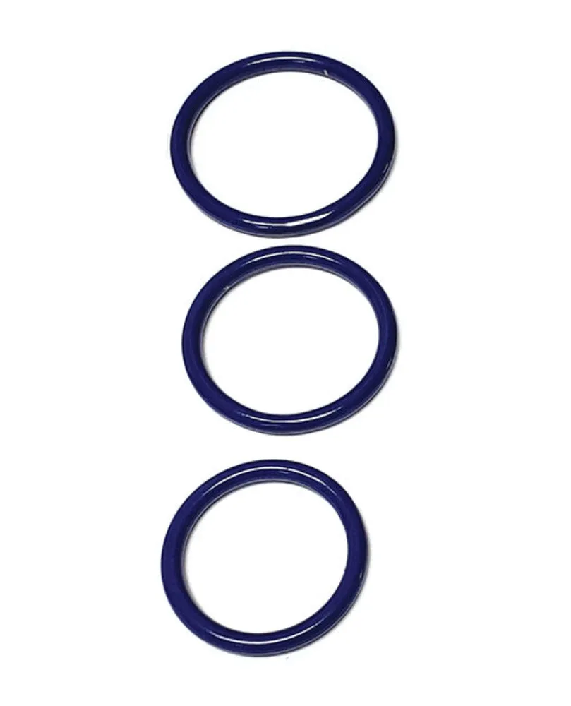 Spartacus ''3 Piece'' Steel Cock Ring Set -Blue