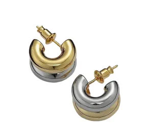 Steel 18K Gold-Plated Double Hoop Earrings