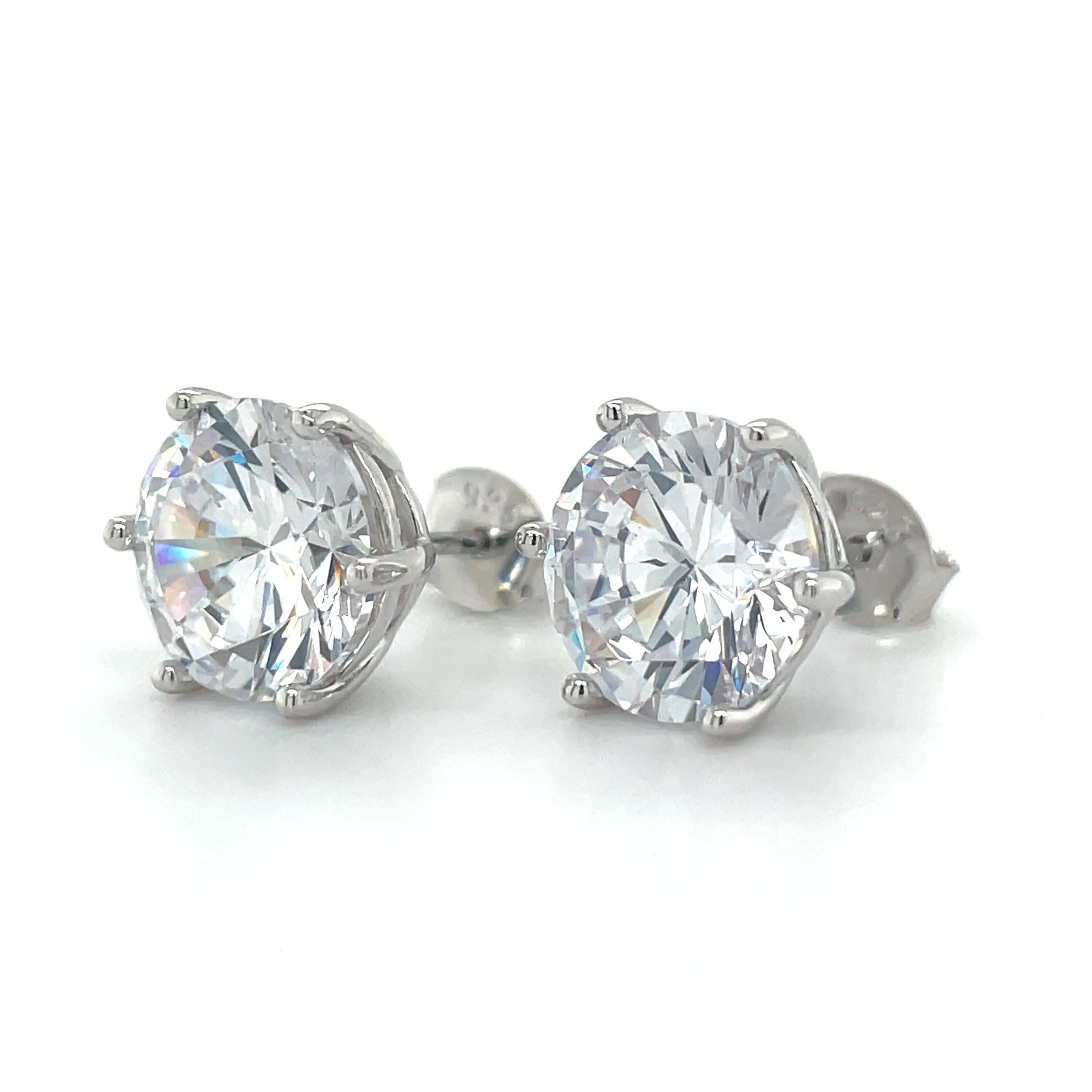 Sterling Silver Large Six Claw Cz Earrings