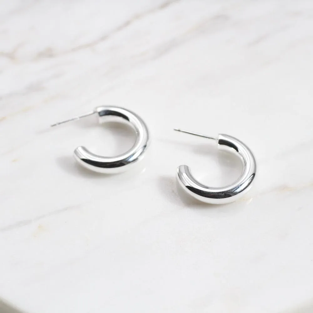 Sterling Silver Little Thick Tube Hoop