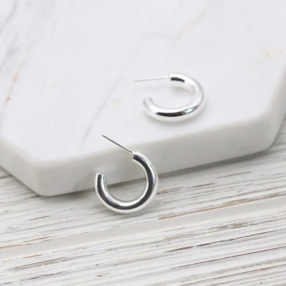 Sterling Silver Little Thick Tube Hoop