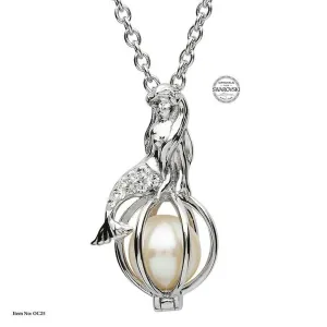 Sterling Silver Mermaid Pearl Pendant Swarovski Crystals