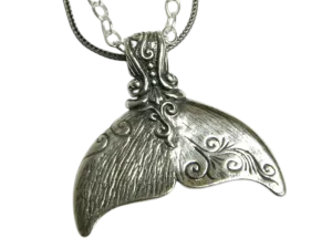 Sterling Silver Necklace for men, necklaces for woman. Whale tail Necklace.