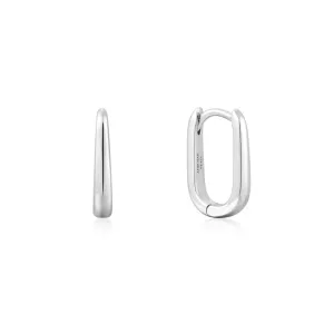 Sterling Silver Oval Huggie Hoop Earrings by Ania Haie