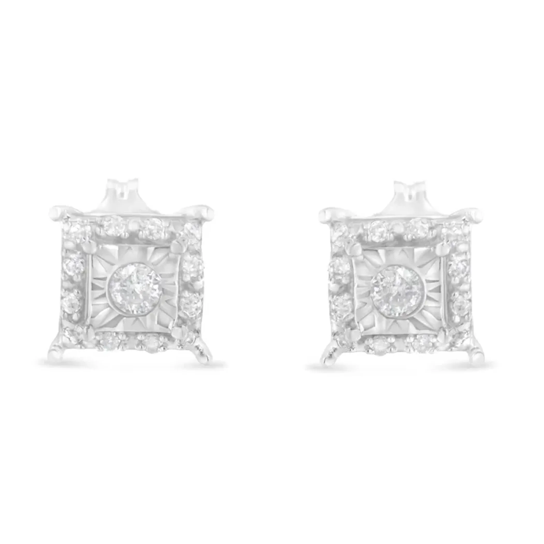 Sterling Silver Round Cut Diamond Stud Earrings (1/4 cttw, I-J Color, I2-I3 Clarity)