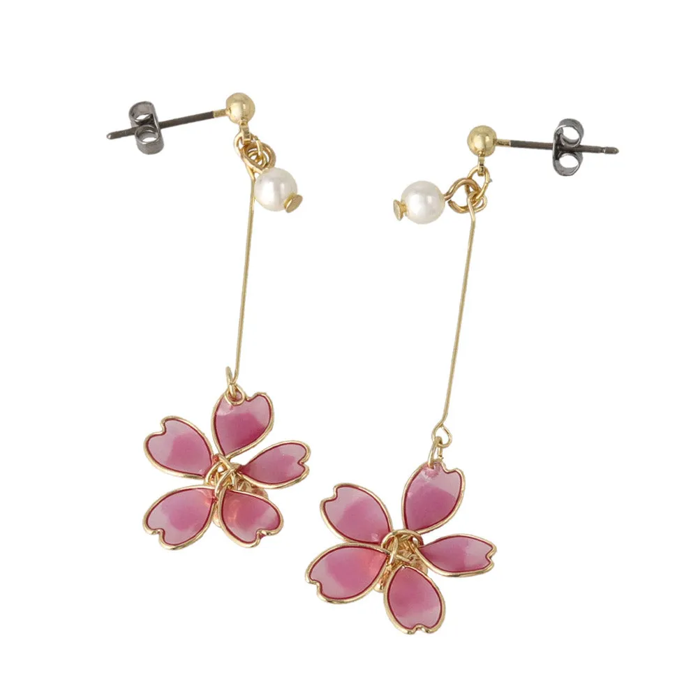 Stone Center Sakura Drop Earrings