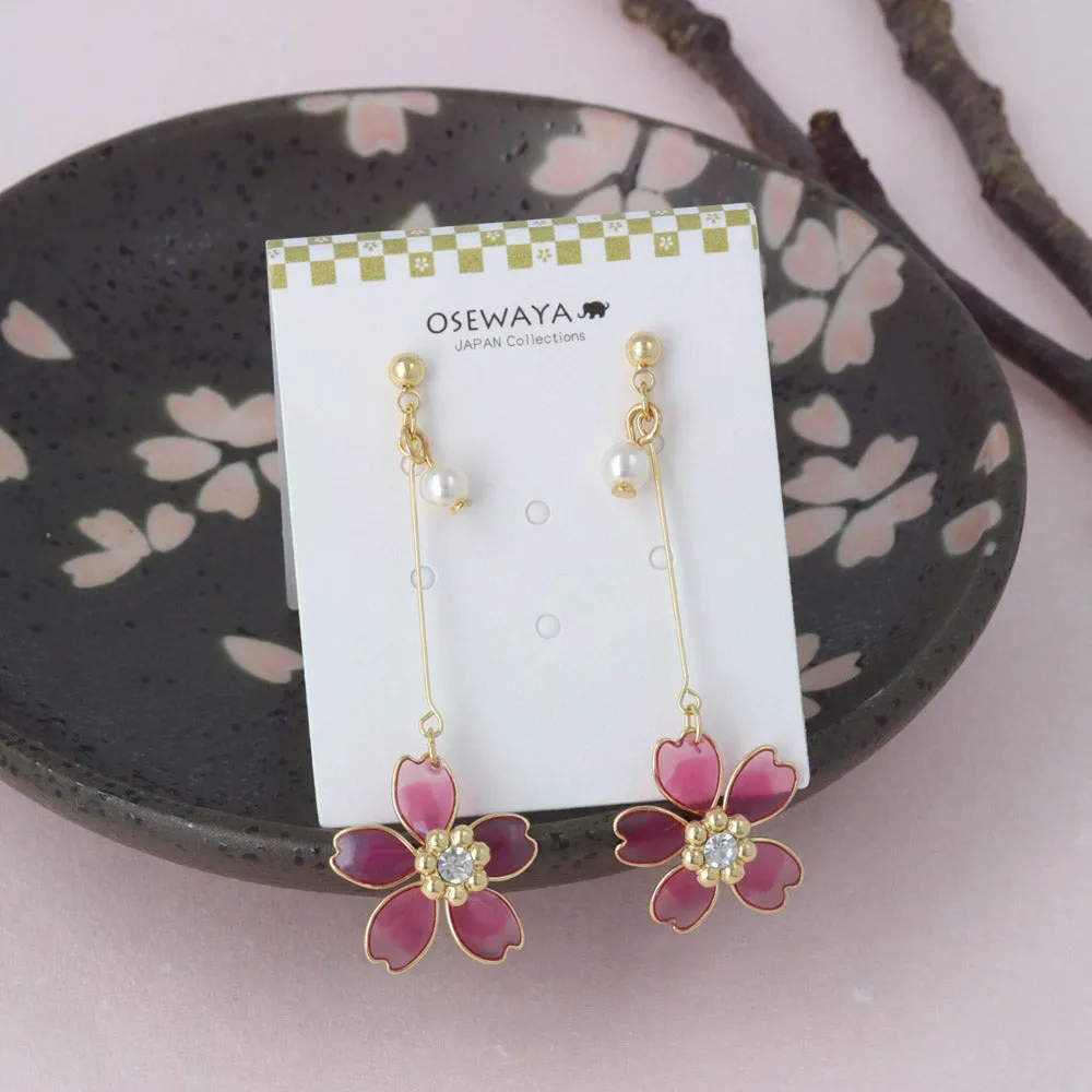 Stone Center Sakura Drop Earrings