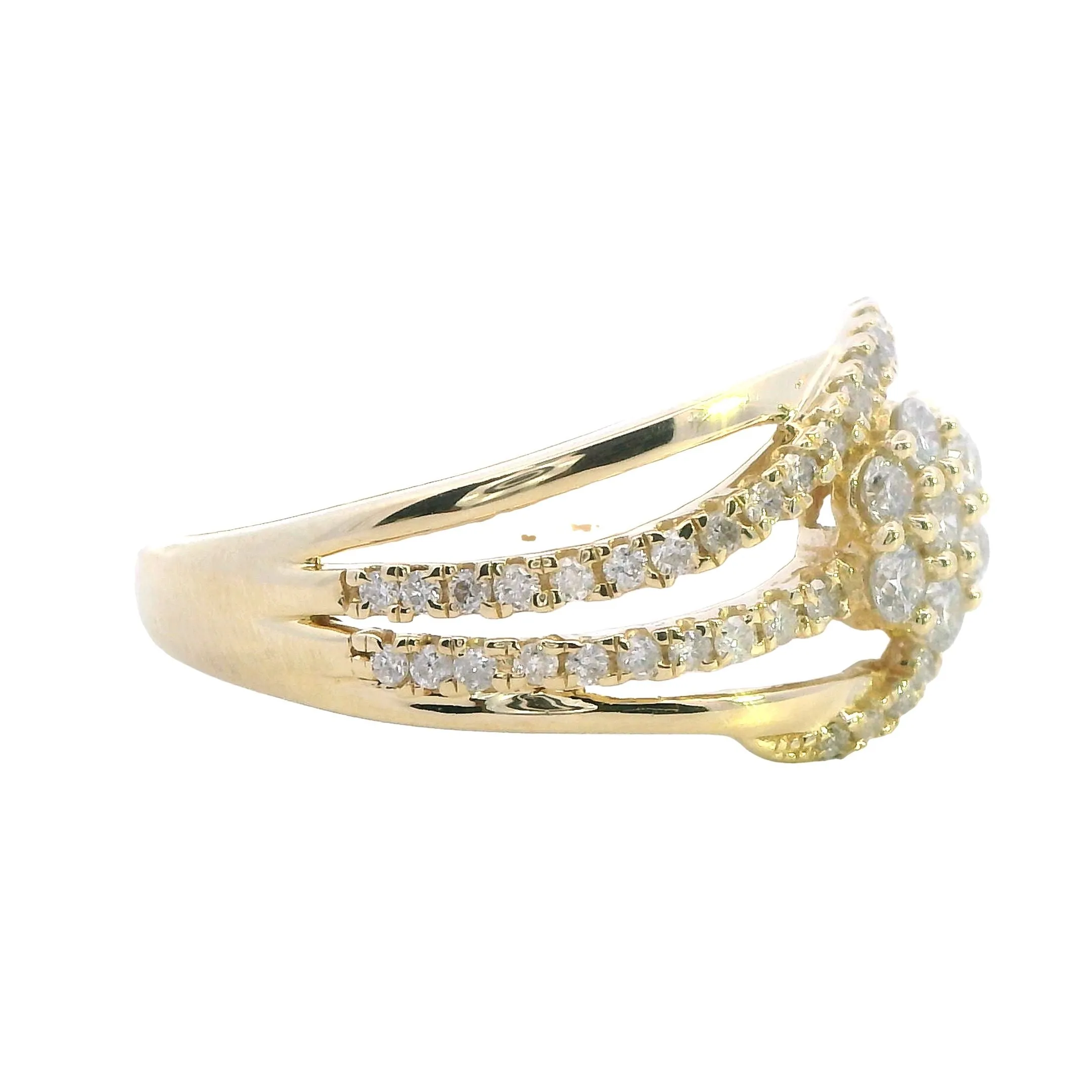 Stunning 10k Yellow Gold 59 Stone Diamond Ring