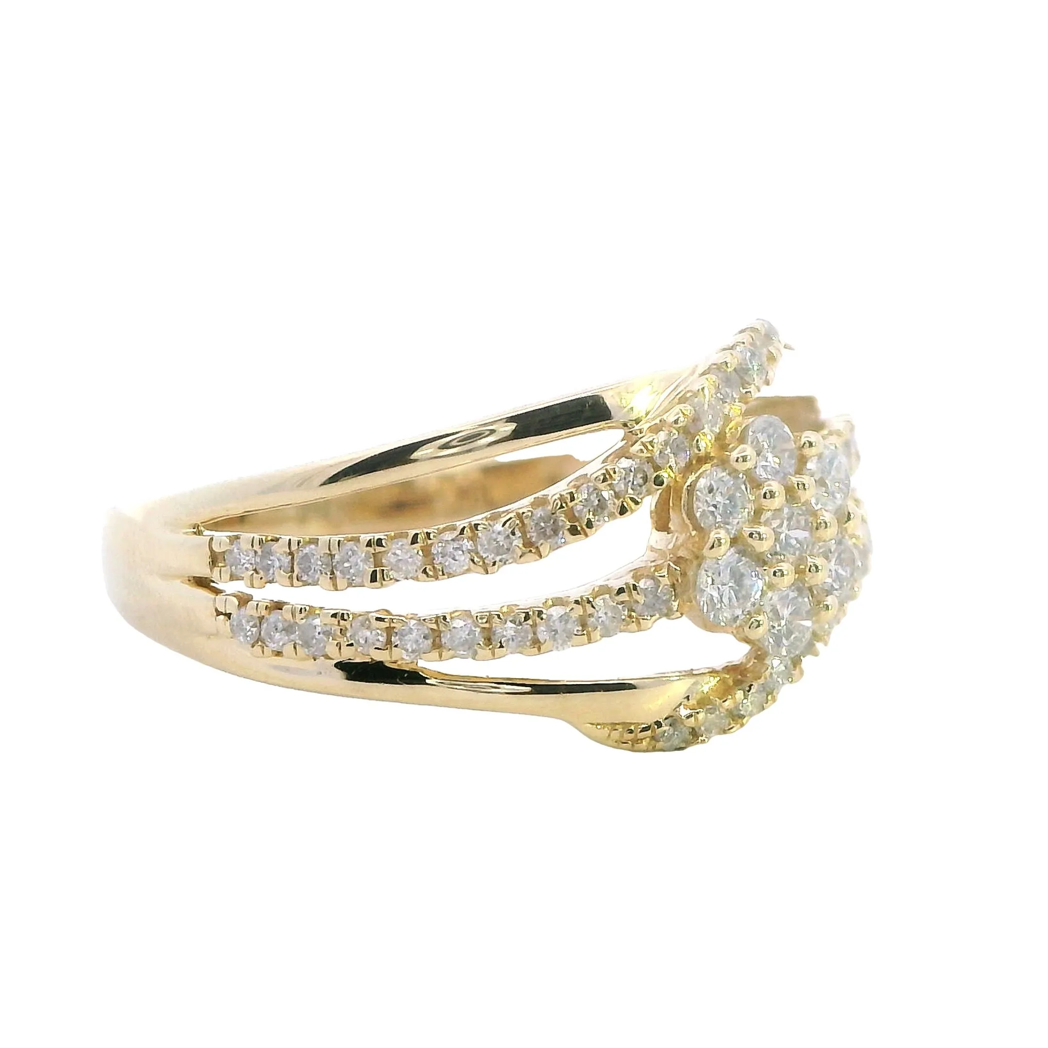 Stunning 10k Yellow Gold 59 Stone Diamond Ring