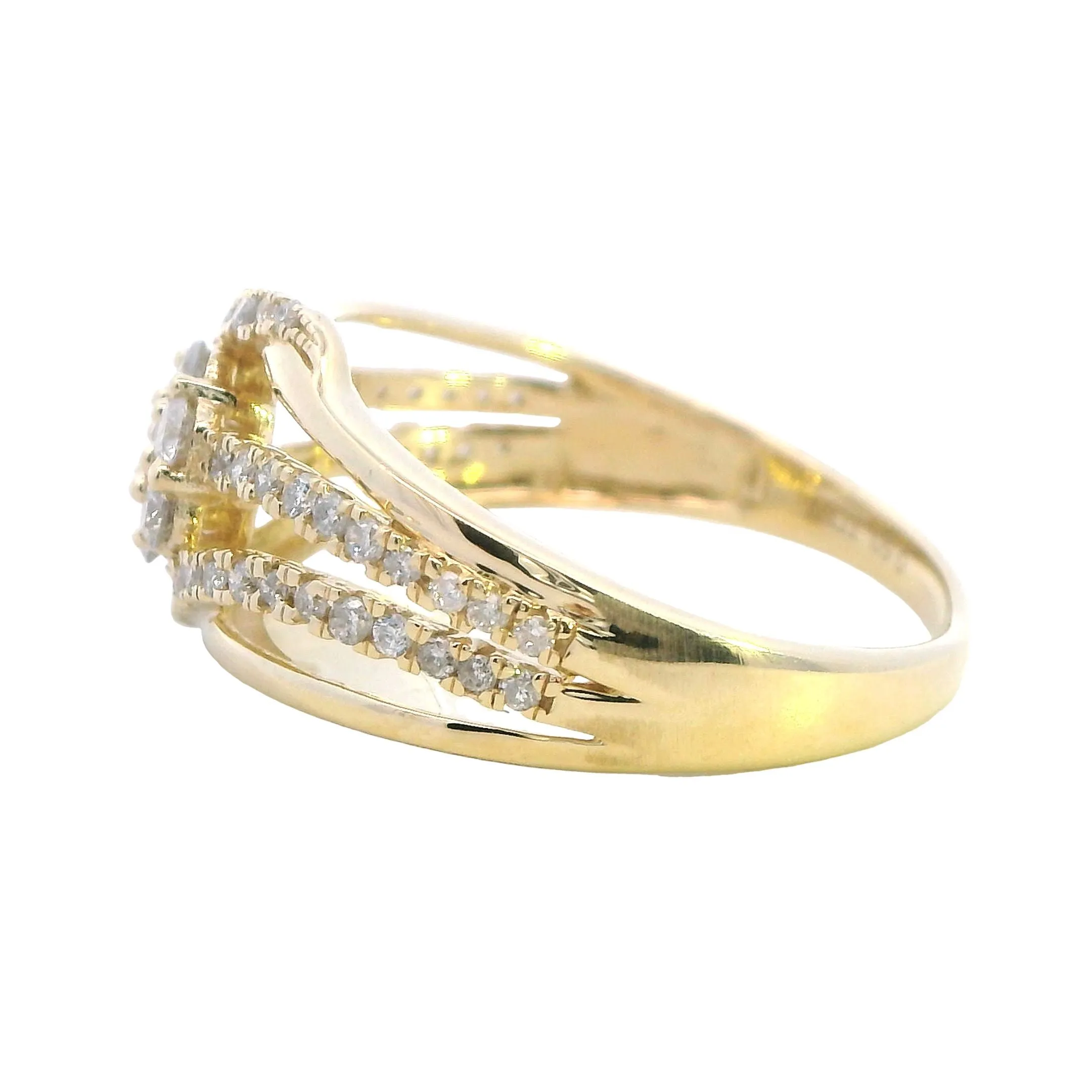 Stunning 10k Yellow Gold 59 Stone Diamond Ring