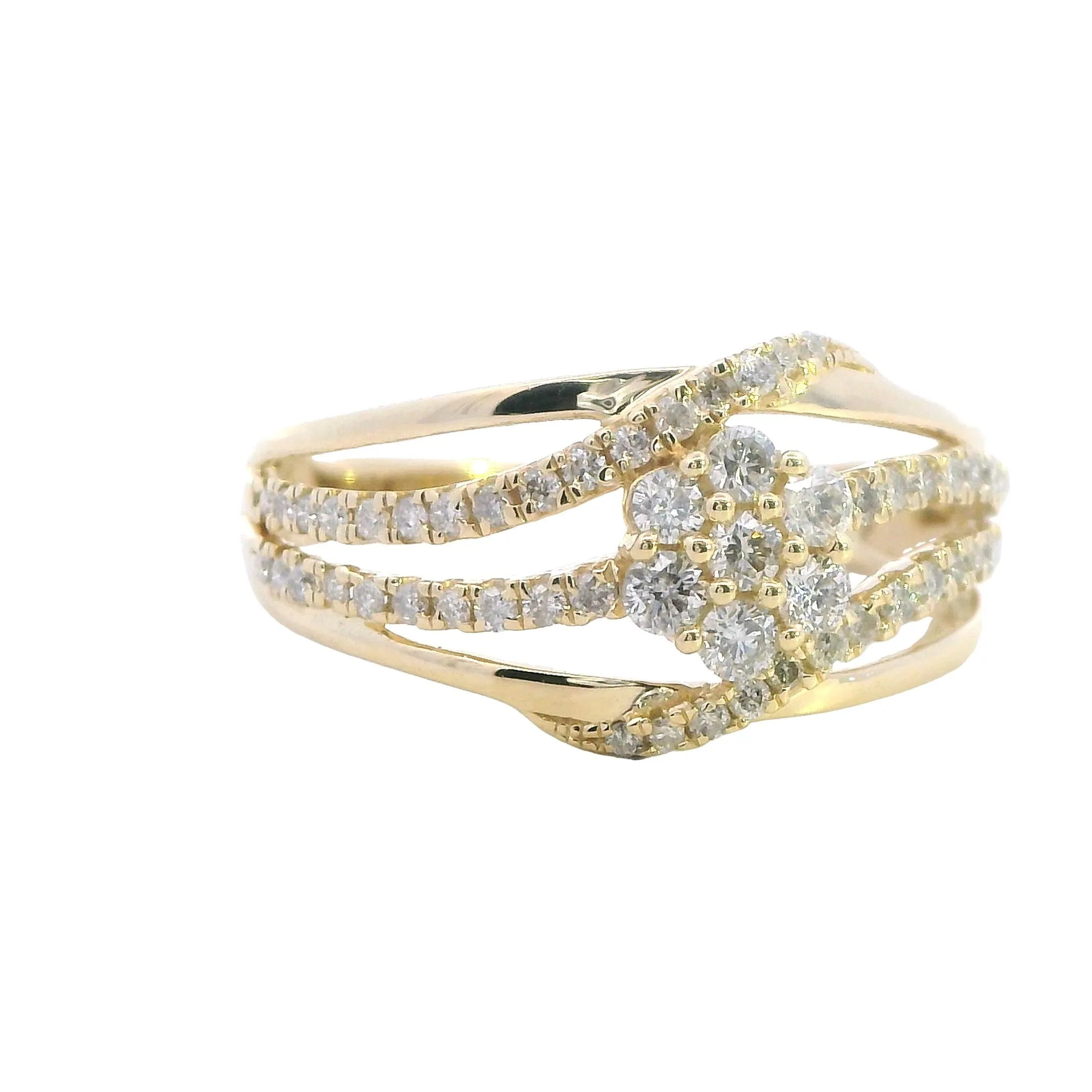 Stunning 10k Yellow Gold 59 Stone Diamond Ring