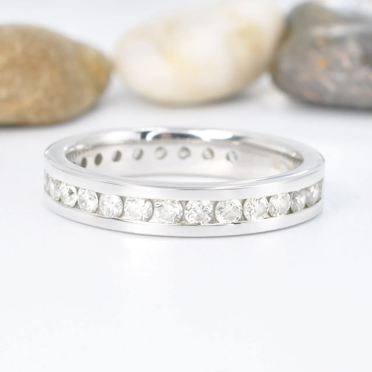 Stunning 1.30 CT Round Cut Diamonds - Eternity Ring in 14KT White Gold