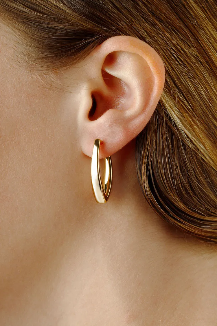 Tapered "V" Hoop Earrings, 14Kt