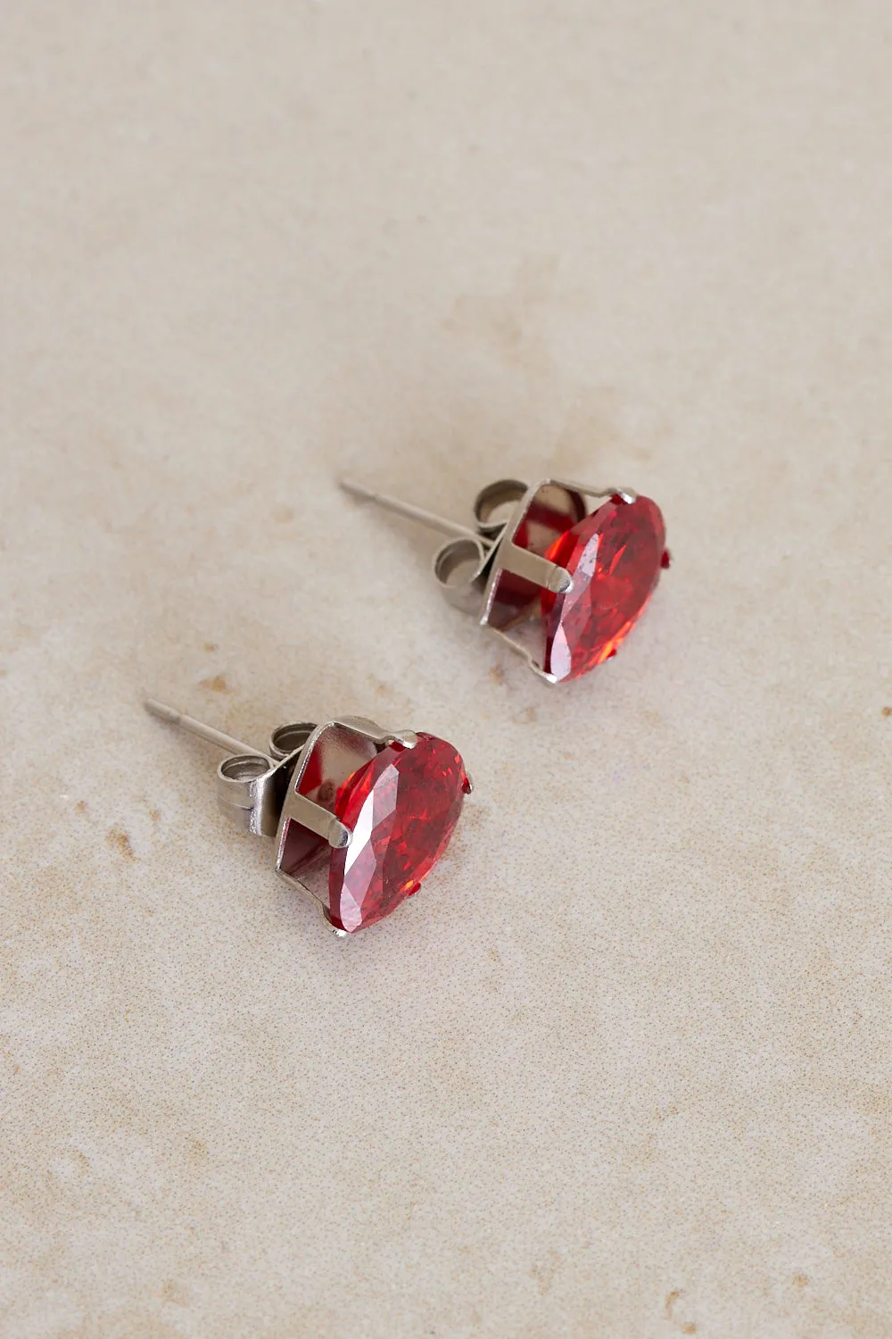 Teardrop Stud Earrings - Ruby Red