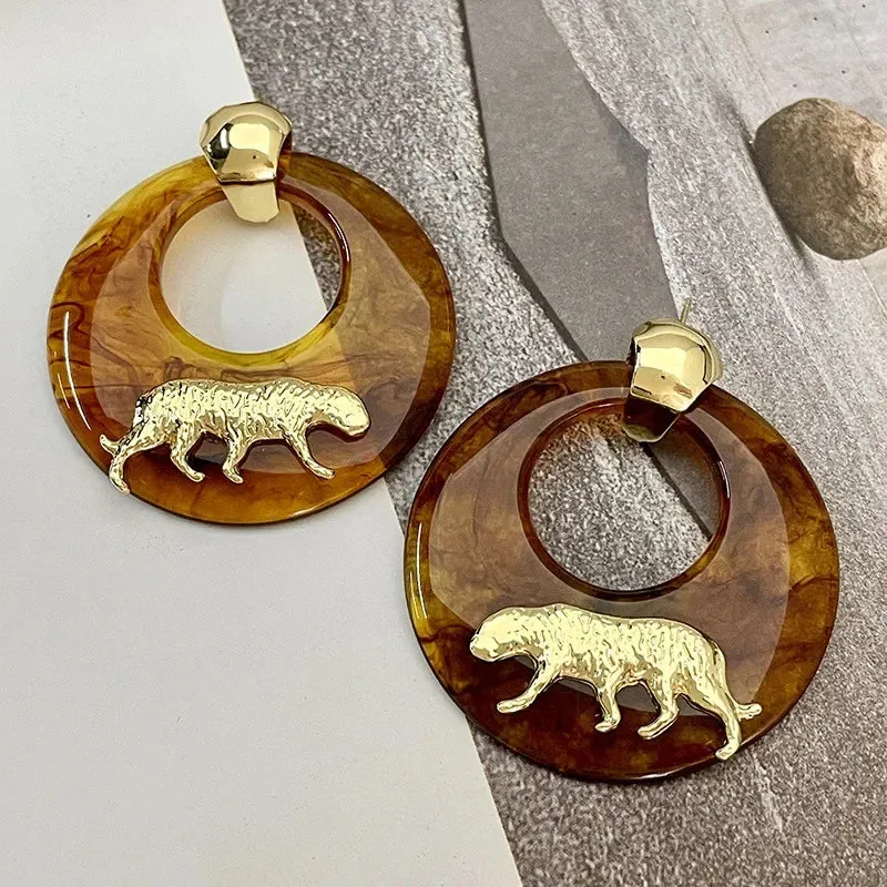 TEEK - Wild Cat Resin Circle Earrings