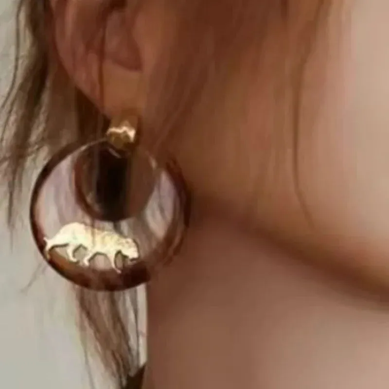 TEEK - Wild Cat Resin Circle Earrings