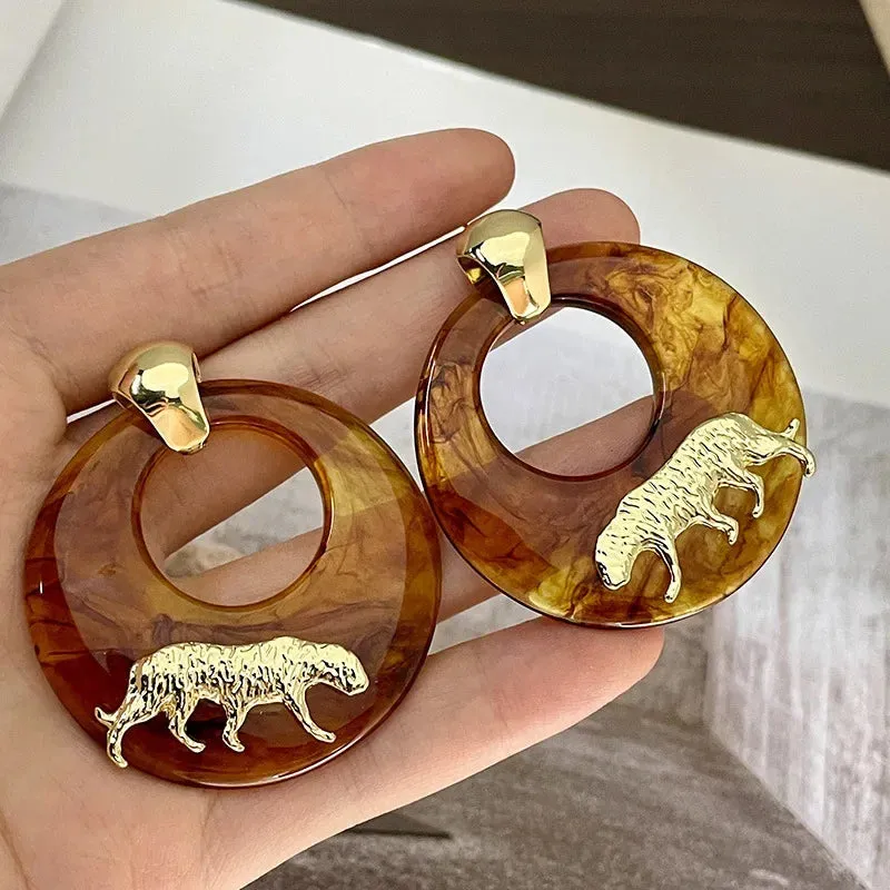 TEEK - Wild Cat Resin Circle Earrings