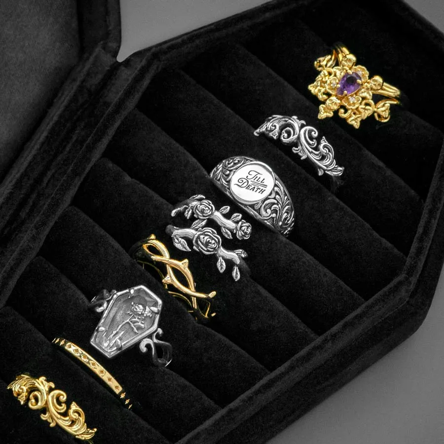 The Black Velvet Coffin Ring Case