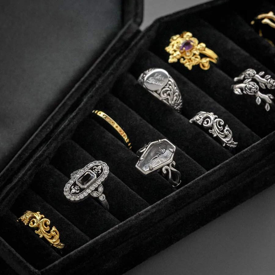 The Black Velvet Coffin Ring Case