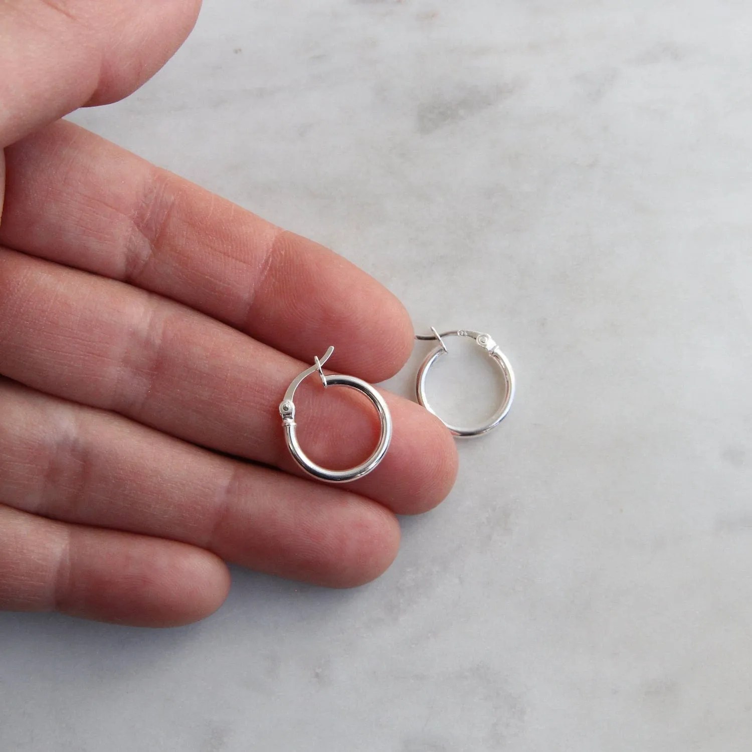 Thick 15mm Sterling Silver Tube Hoop