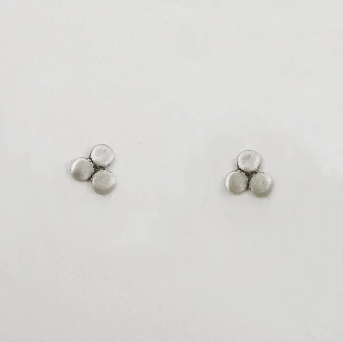 Tiny Triple Disc Stud - Sterling Silver