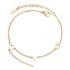 Titanium steel Anklets with LOVE Letters, Gold for Women