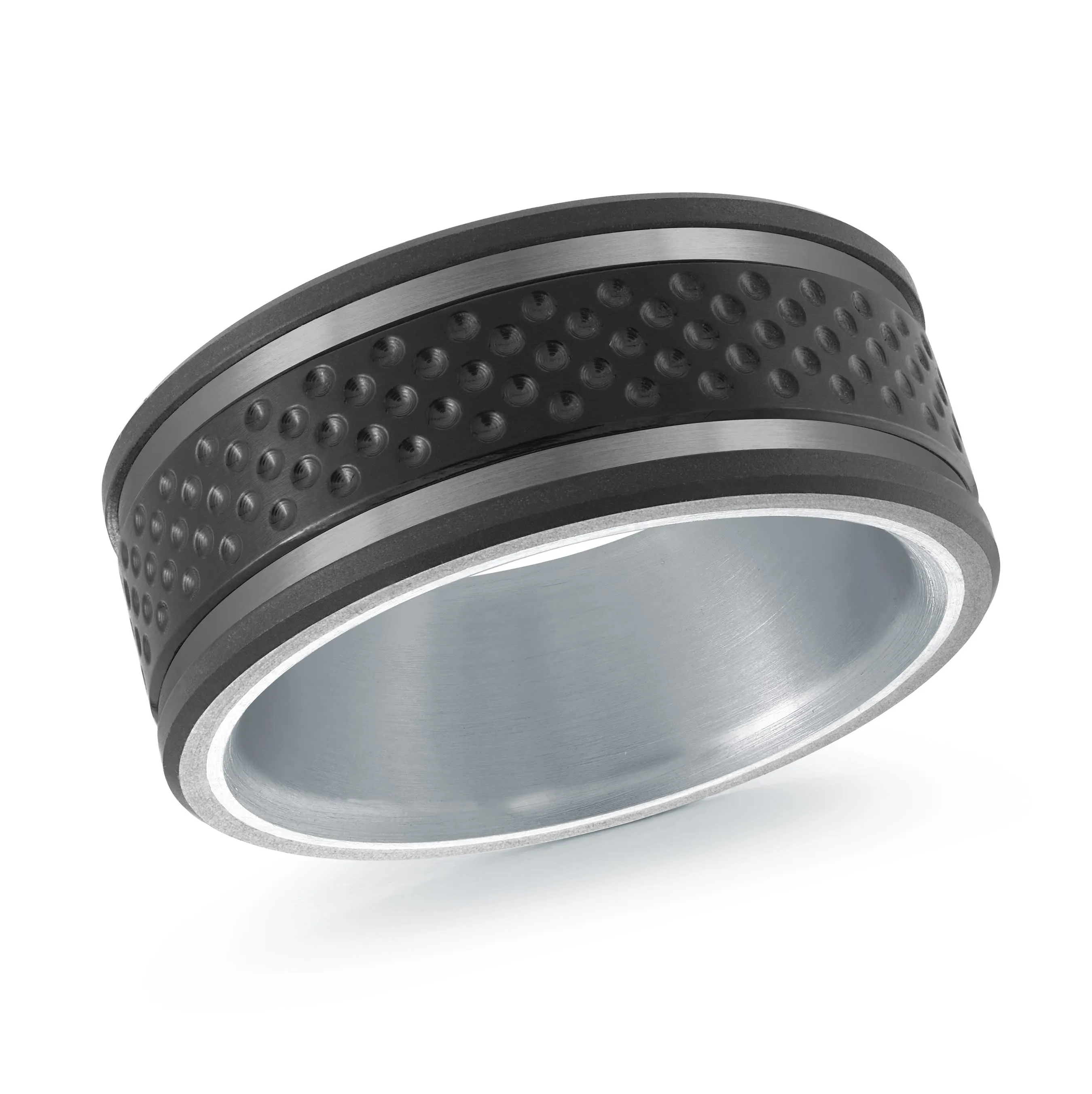 Titanium with Carbon Fiber and 14K White Gold Ring from the Titanium Collection by Malo - MRDTI-019-9BW