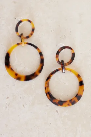 Tortoiseshell Link Earrings - Brown